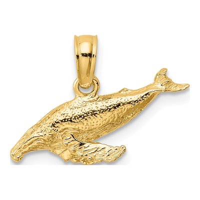 10K Yellow Gold Whale Pendant