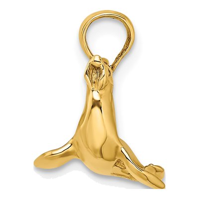 10K Yellow Gold 3D Seal Pendant – view 3