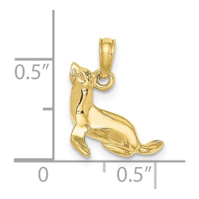 10K Yellow Gold 3D Seal Pendant – view 4
