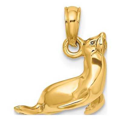 10K Yellow Gold 3D Seal Pendant – view 5