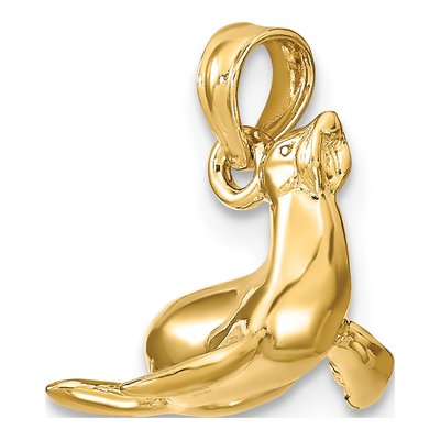 10K Yellow Gold 3D Seal Pendant – view 6