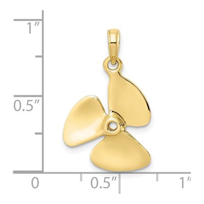 10K Yellow Gold 3D Propeller Pendant – view 4