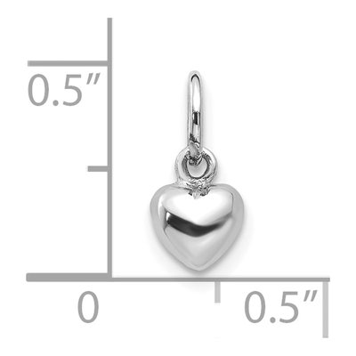 10K White Gold Puffed Mini Heart Charm – view 3