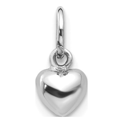 10K White Gold Puffed Mini Heart Charm