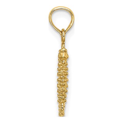 10K Yellow Gold 3D Mini Seahorse Pendant – view 3