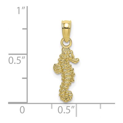 10K Yellow Gold 3D Mini Seahorse Pendant – view 4