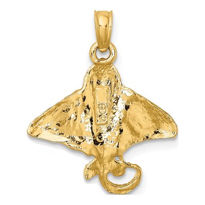 10K Yellow Gold Textured Eagle Ray Pendant – view 5