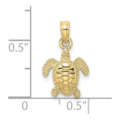 10K Yellow Gold Mini 3-D Sea Turtle Charm – view 4