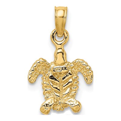 10K Yellow Gold Mini 3-D Sea Turtle Charm – view 5
