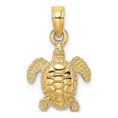 10K Yellow Gold Mini 3-D Sea Turtle Charm