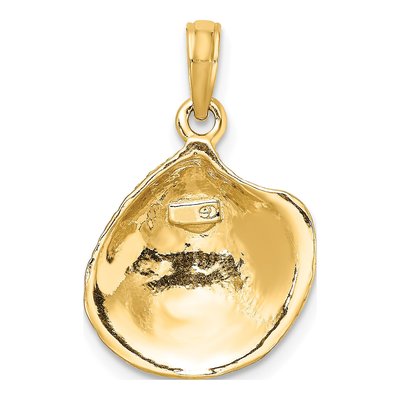 10K Yellow Gold Textured Clam Shell Charm – view 4