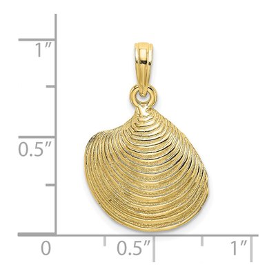 10K Yellow Gold Textured Clam Shell Charm – view 5