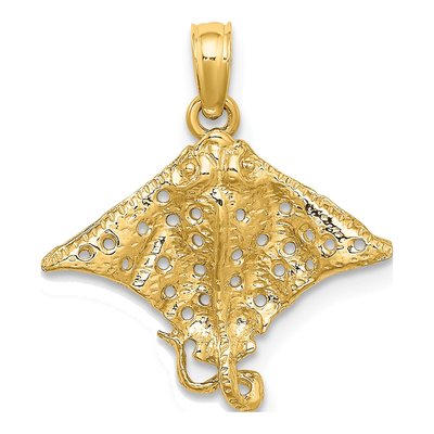 10K Yellow Gold Spotted Eagle Ray Charm