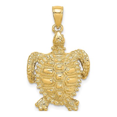 10K Yellow Gold Sea Turtle Shell Pendant