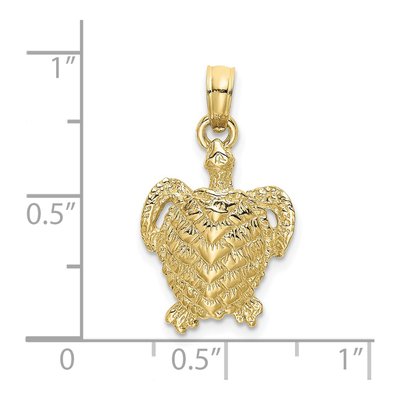 10K Yellow Gold Textured Sea Turtle Charm – view 4