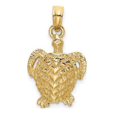 10K Yellow Gold Textured Sea Turtle Charm