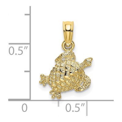 10K Yellow Gold Textured Sea Turtle Charm – view 4