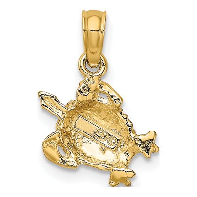 10K Yellow Gold Textured Sea Turtle Charm – view 5