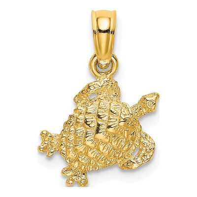 10K Yellow Gold Textured Sea Turtle Charm