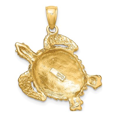 10K Yellow Gold Textured Sea Turtle Charm – view 5