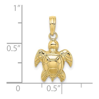 10K Yellow Gold Sea Turtle Pendant – view 4