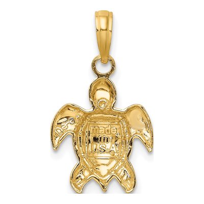 10K Yellow Gold Sea Turtle Pendant – view 5