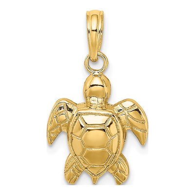 10K Yellow Gold Sea Turtle Pendant
