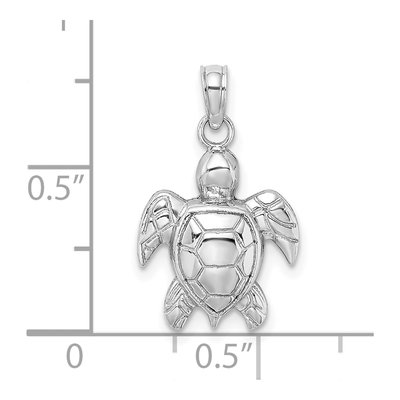 10K White Gold Sea Turtle Charm – view 3