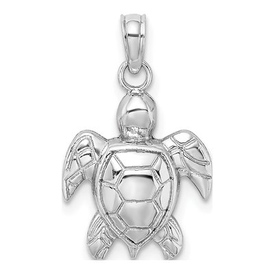10K White Gold Sea Turtle Charm