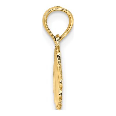 10K Yellow Gold Engraved Shell Pendant – view 3