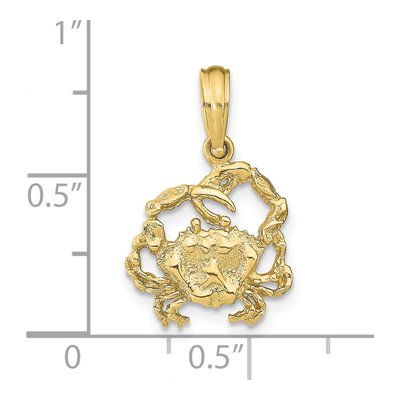 10K Yellow Gold Textured Crab Charm – view 4