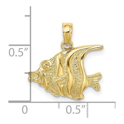 10K Yellow Gold Engraved Fish Pendant – view 4