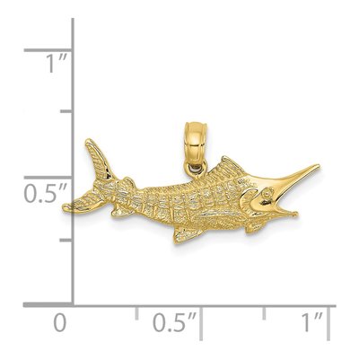 10K Yellow Gold Textured Marlin Fish Charm – view 3