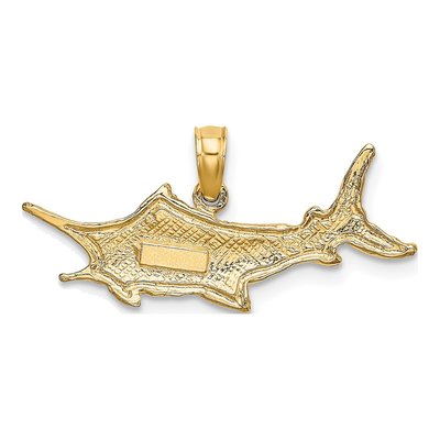 10K Yellow Gold Textured Marlin Fish Charm – view 4