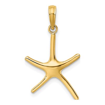 10K Yellow Gold Dancing Starfish Pendant