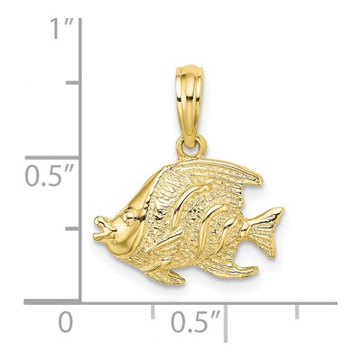 10K Yellow Gold Textured Fish Pendant – view 4
