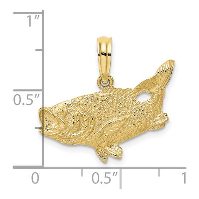 10K Yellow Gold Bass Fish Pendant – view 4