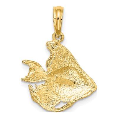 10K Yellow Gold Textured Angel Fish Pendant – view 5