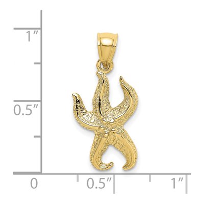 10K Yellow Gold Textured Starfish Pendant – view 5