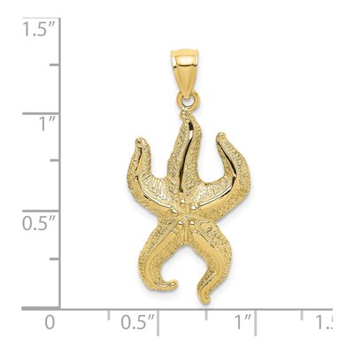 10K Yellow Gold Textured Starfish Pendant – view 4