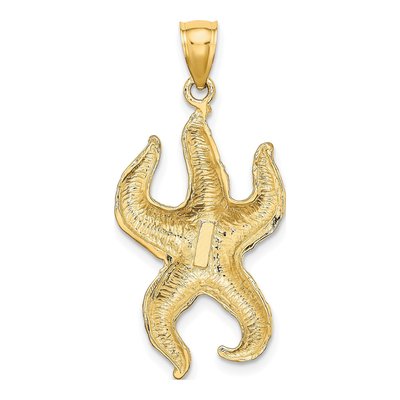 10K Yellow Gold Textured Starfish Pendant – view 5