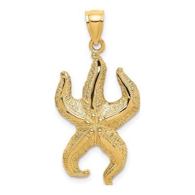 10K Yellow Gold Textured Starfish Pendant