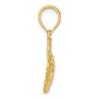 10K Yellow Gold Engraved Fish Pendant – view 3