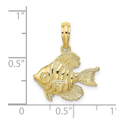 10K Yellow Gold Engraved Fish Pendant – view 4