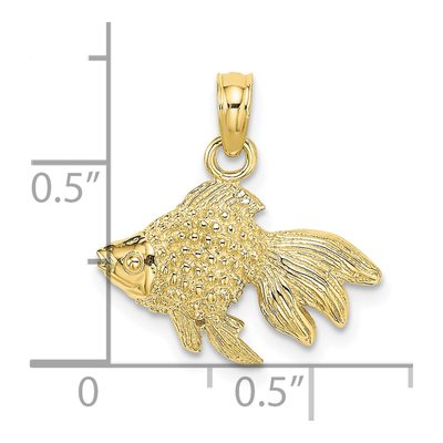 10K Yellow Gold Textured Fish Pendant – view 4