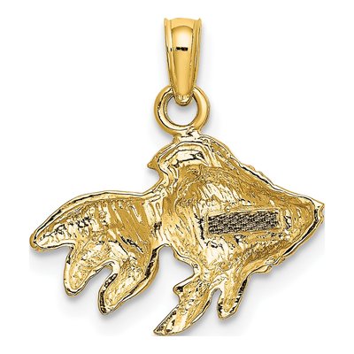 10K Yellow Gold Textured Fish Pendant – view 5