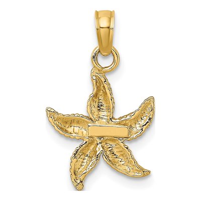 10K Yellow Gold Textured Starfish Pendant – view 4