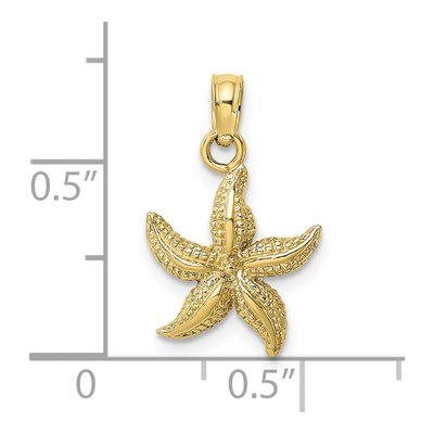 10K Yellow Gold Textured Starfish Pendant – view 5
