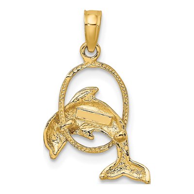 10K Yellow Gold Dolphin Jumping Through Hoop Charm – view 4