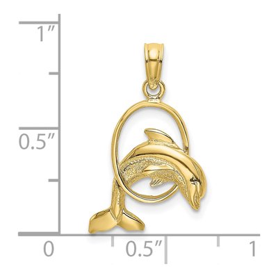10K Yellow Gold Dolphin Jumping Through Hoop Charm – view 5